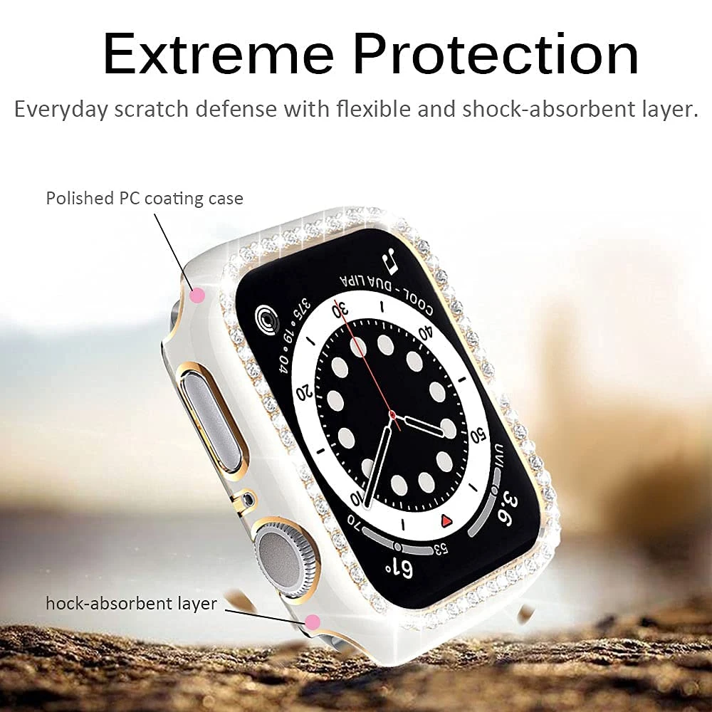 Фото Женский чехол со стразами для Apple Watch 7 6 se 40 мм 44 мм 41 мм 45 мм iWatch Series 5 3 38 мм 42 мм защитные чехлы аксессуары №3