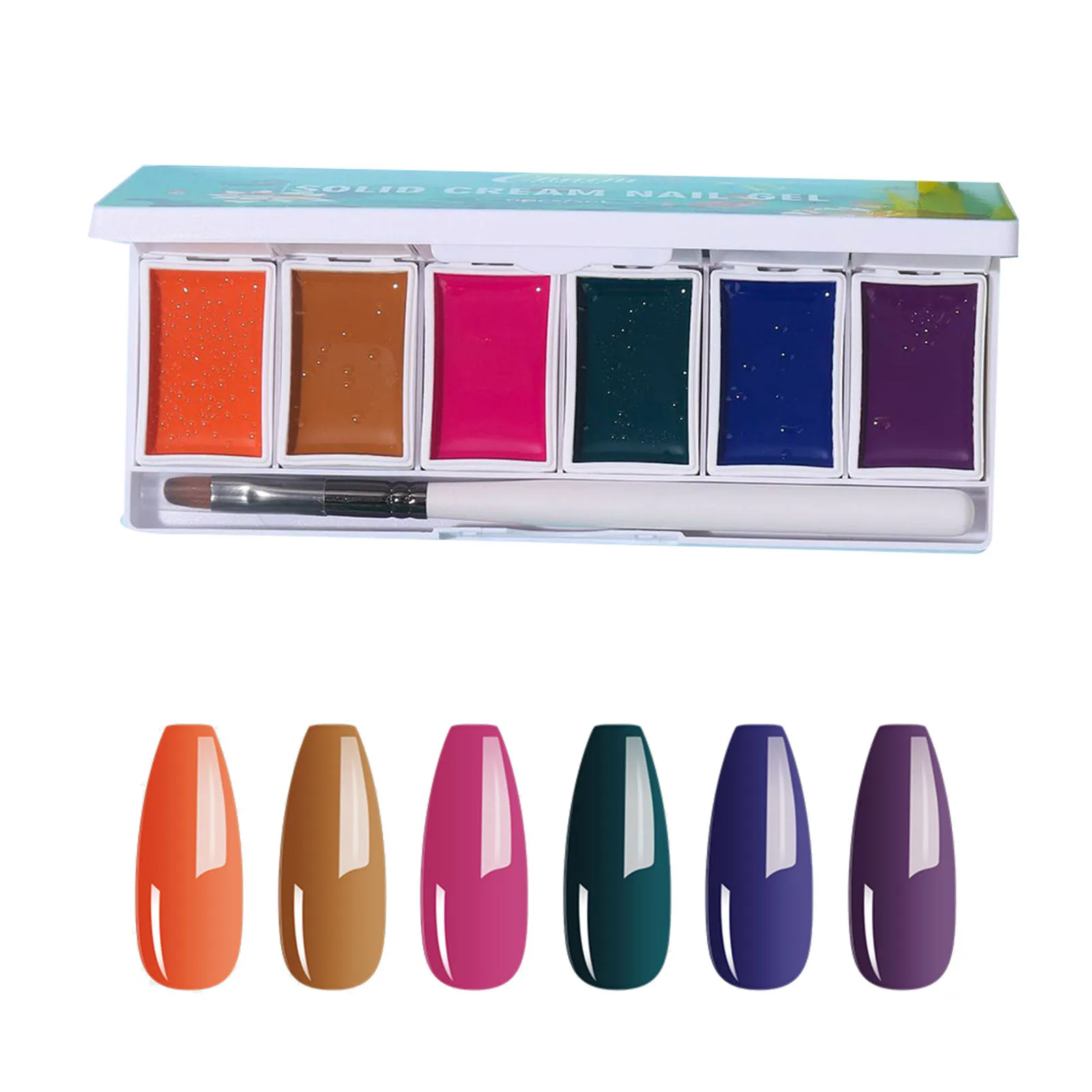 

6 Colors Solid Nail Gel Palette 6 Colors DIY Nail Art Glue Set UV Soak Off DIY Manicure For Starter Home Salon