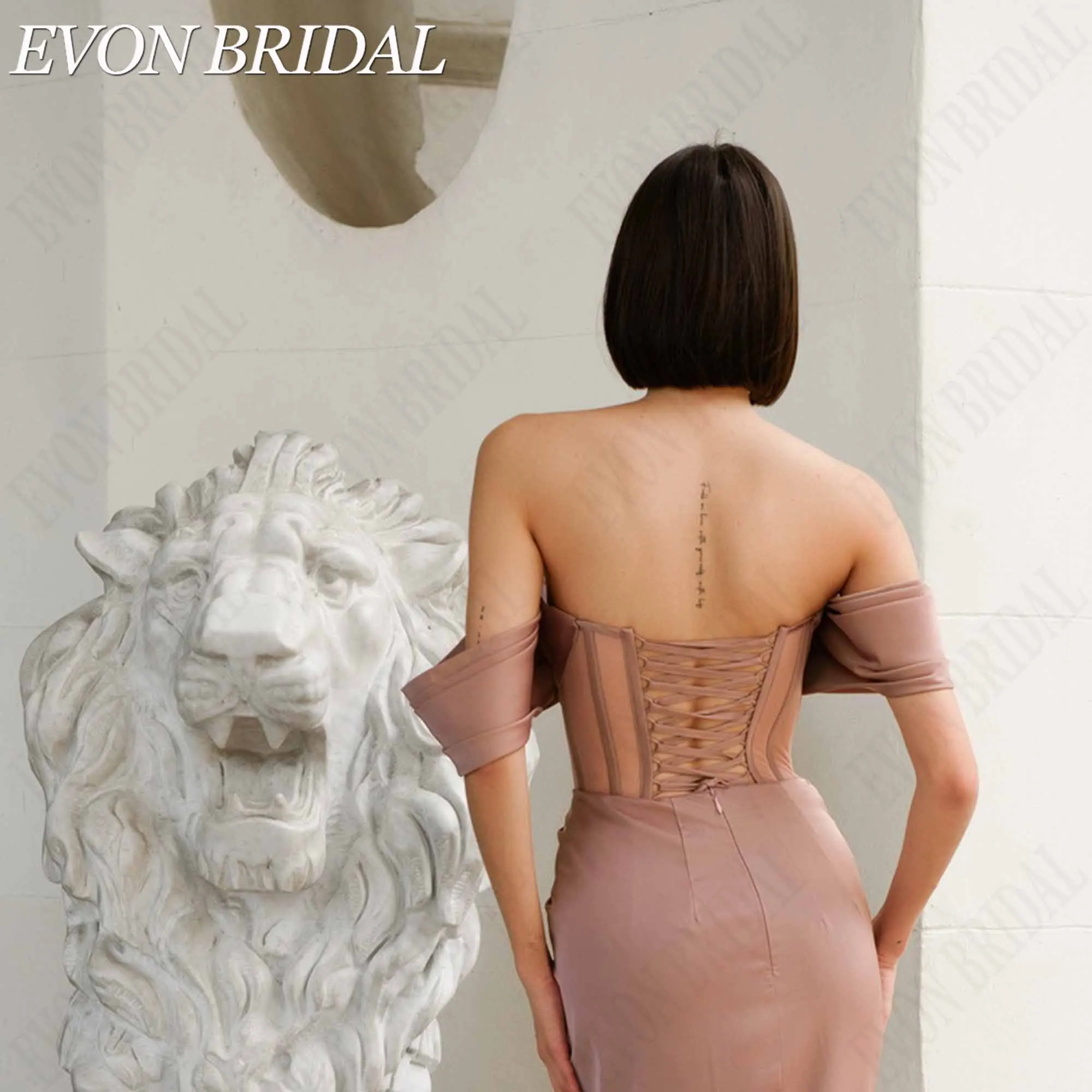 EVON BRIDAL — элегантные атласные платья в стиле «русалка» на выпускной 2026 года, сшитые на заказ; женское платье для гостей свадьбы с открытой спиной, оголенными плечами и рюшами, с корсетом, большие размеры (art.: 3920db788b2eb) - 3920db788b2eb