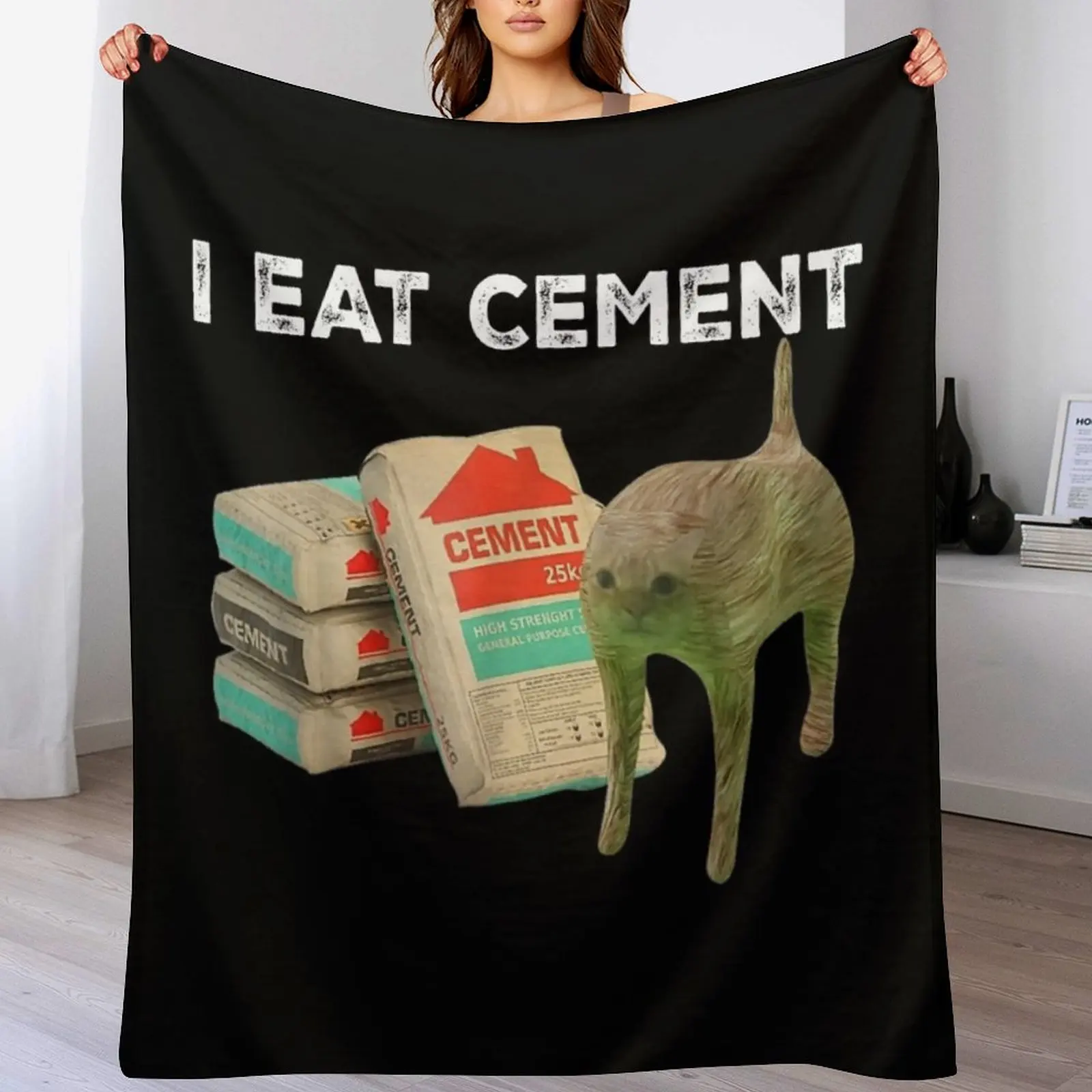 I Eat Cement Cursed Cat - Oddly Specific Dank Meme Плед Винтажное пляжное декоративное одеяло для