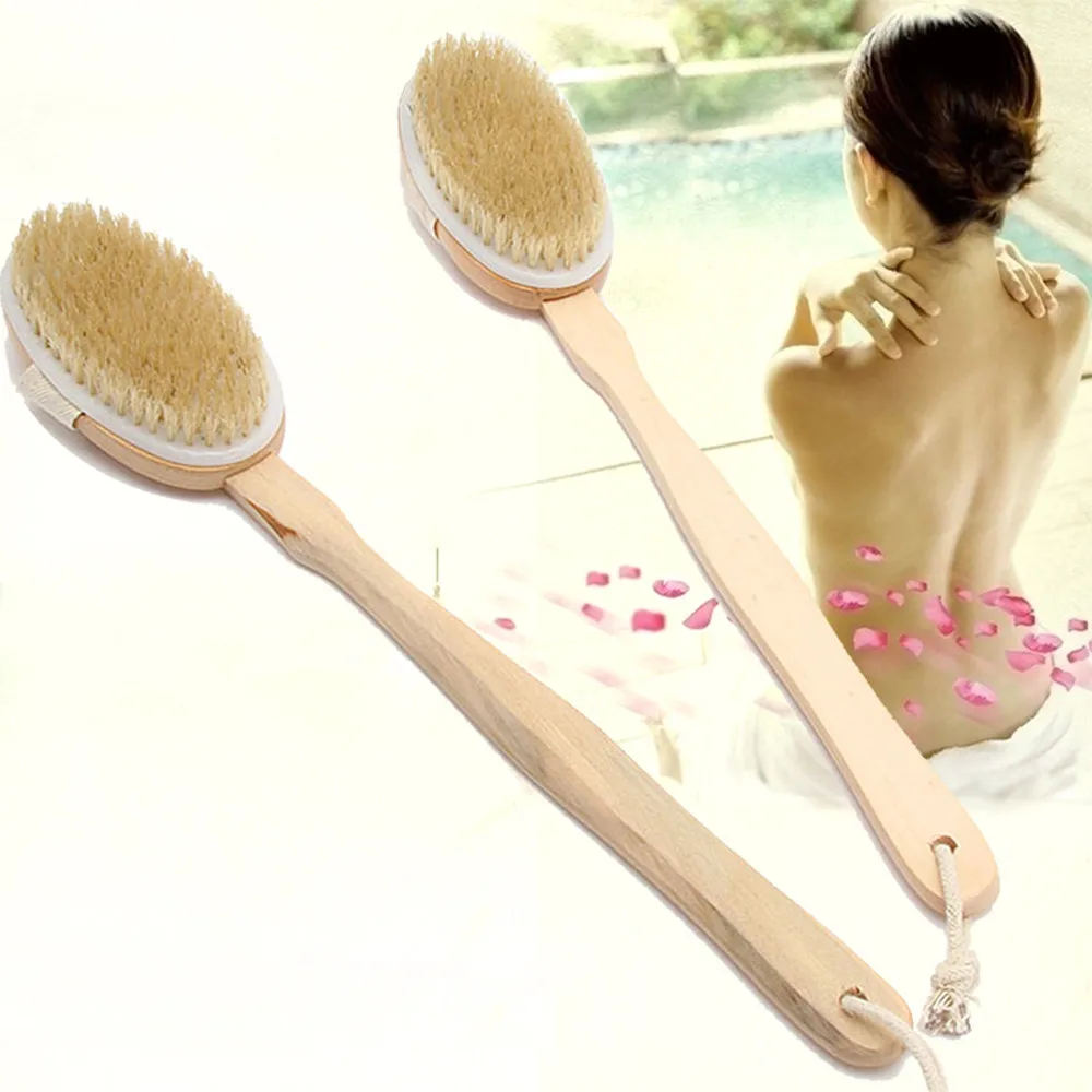 

New Shower Brush Natural Bristle Wooden Bath Shower Body Back Brush Spa Scrubber Soap Cleaner Exfoliating cleaning massage wash