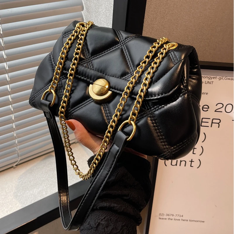 

Rhombus chain bag 2023 new trendy retro fashion women's bag high-end sense shoulder armpit bag Messenger small square bag