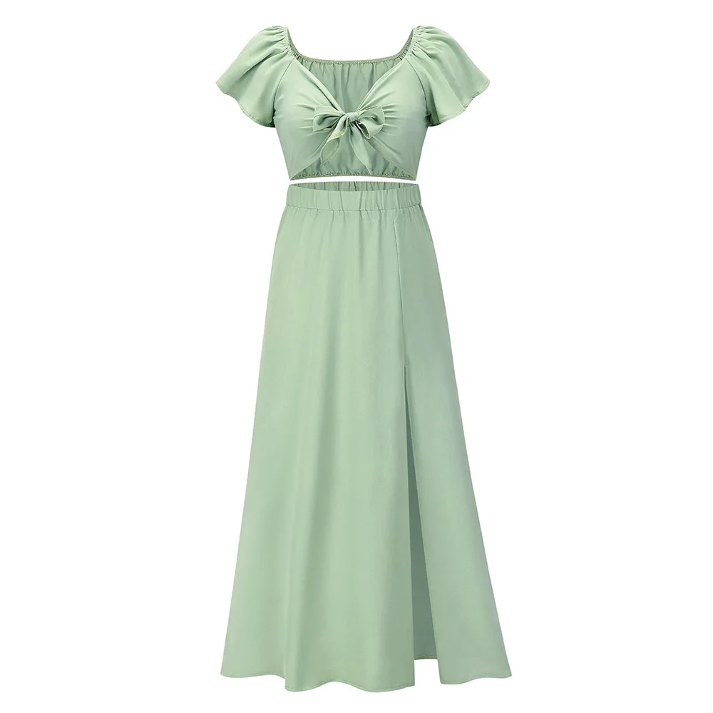 Женский комплект из двух предметов шифоновый топ на бретельках и юбка с высокой