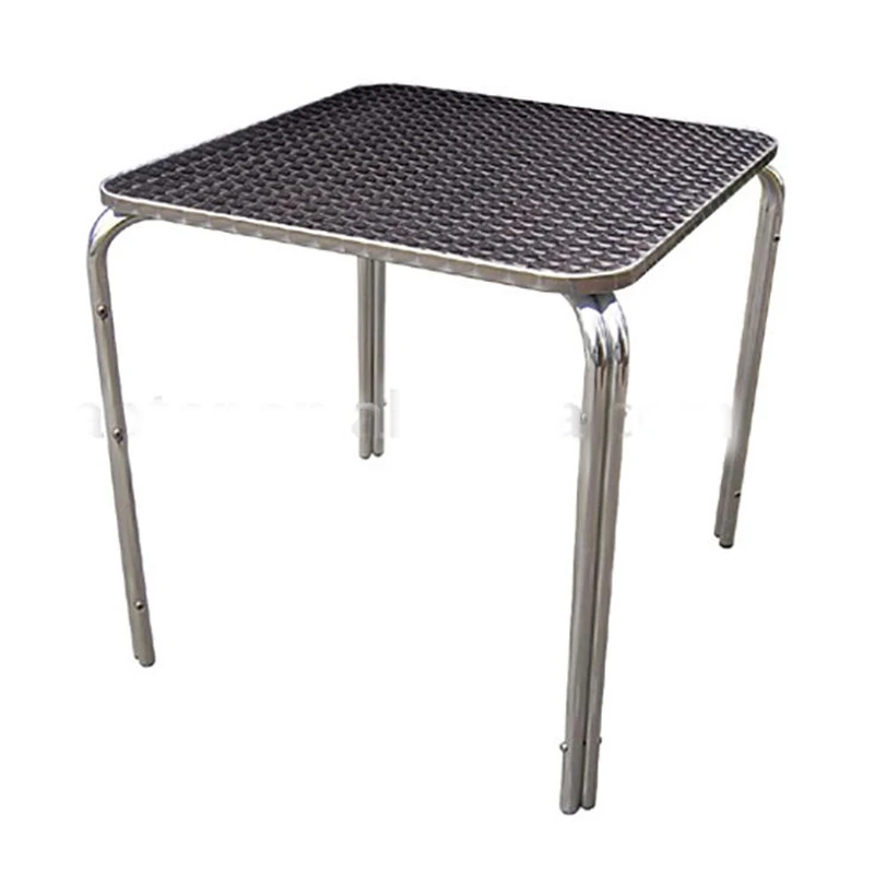 

Factory Direct Sale Custom Dining room Furniture Stainless Steel Fully Edged Double Tube Waterproof Square Table