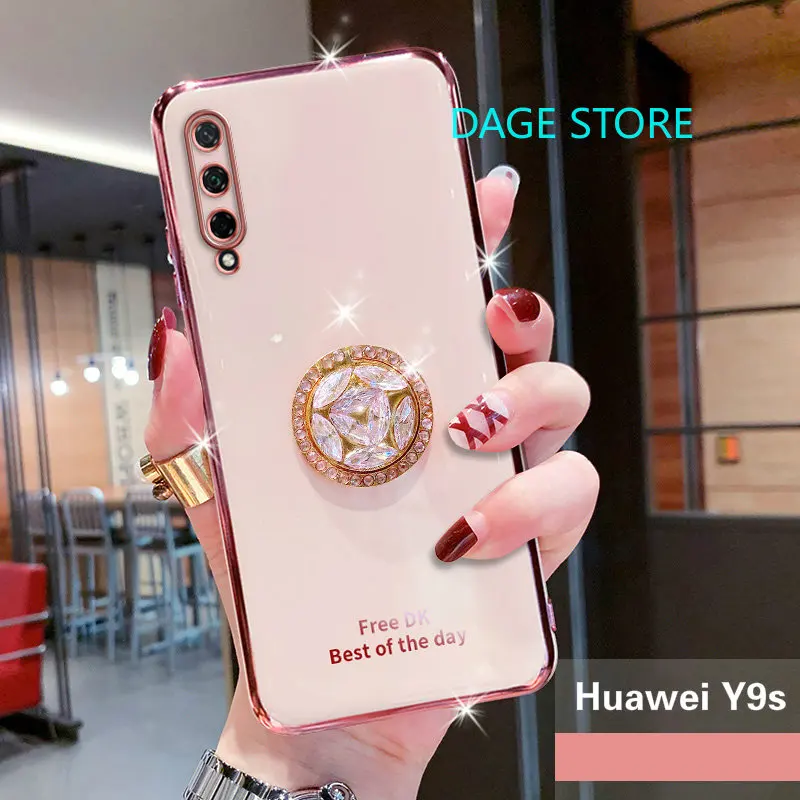 

Чехол с гальваническим покрытием и кристаллами для Huawei Y9s