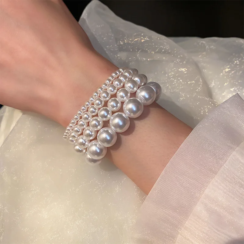 

Ailodo Elegant Imitation Pearl Bracelets For Women Simple Fashion Party Wedding Charm Bracelets Minimalist Jewelry Girls Gift