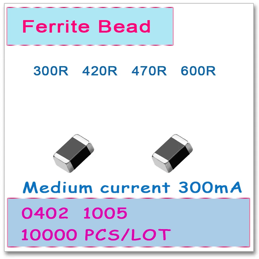 JASNPROSMA 0402/1005 100 МГц 10000 шт. 300 мА Ферритовая бусина SMD среднего тока 300R 420R 470R 600R 25%