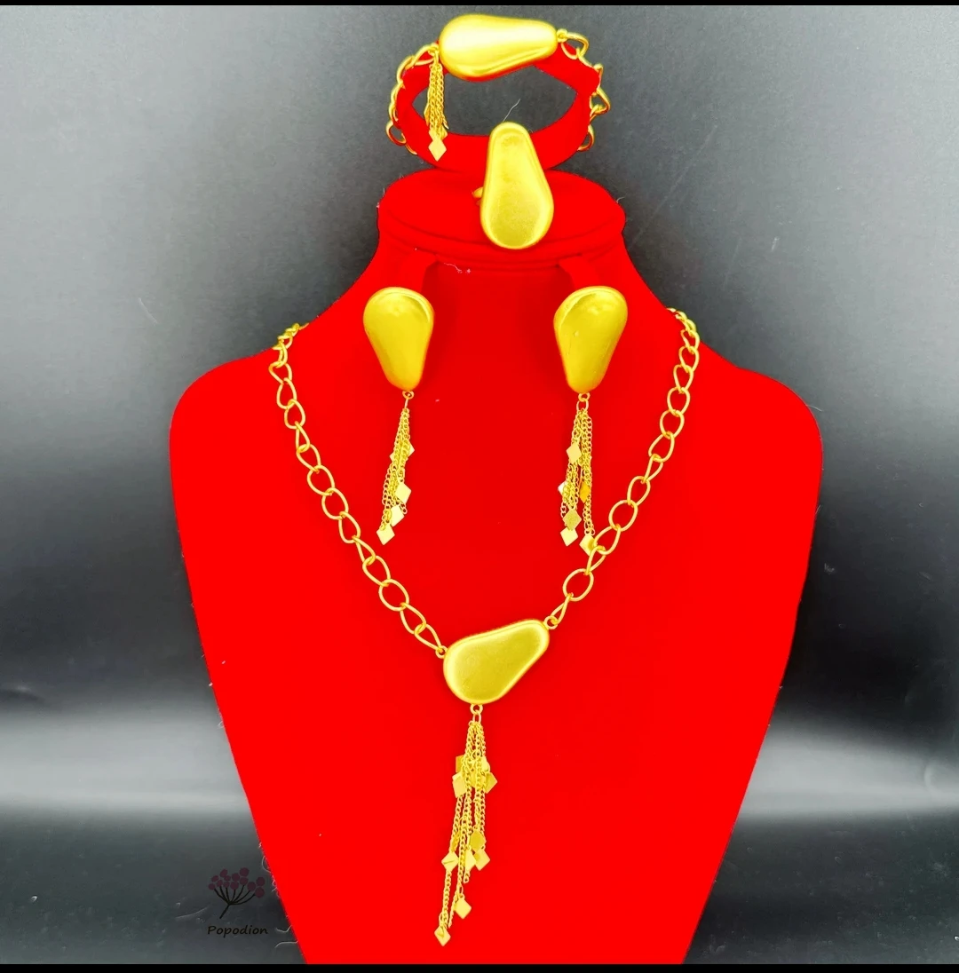 Новые позолоченные ожерелья и серьги из Дубая кольцо браслет Свадебная