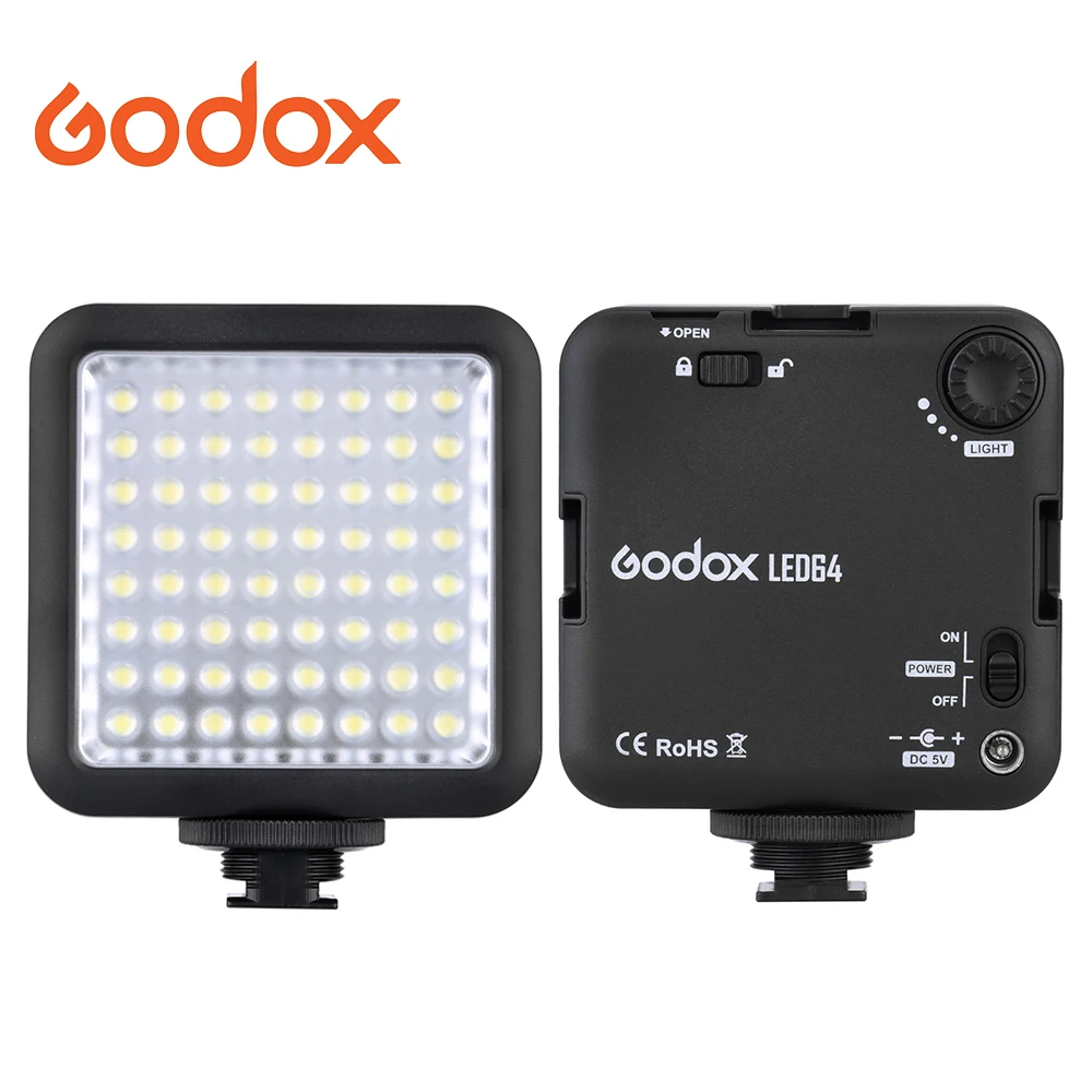 

Godox LED64 On-Camera Led Lights Lamp 5500~6500K Video Light Lampe Luminaria for Youtube Tiktok Tik Tok Shooting