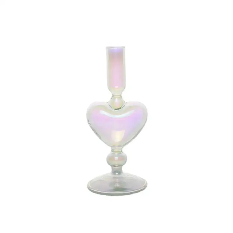

Solid Glass Candlestick Net Red Nordic Ins Creative Candlestick Heart-shaped Practical Candlestick Home Table Glass Decoration