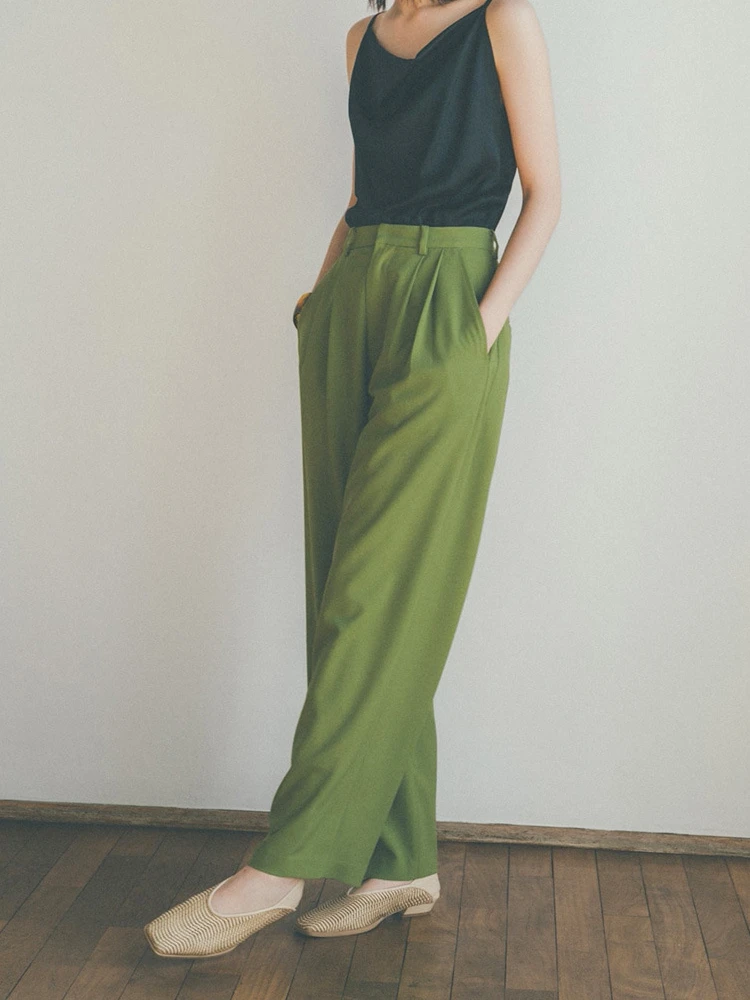 2022 Spring and Summer New High-waist Drape Breathable Wide-leg Casual Pants Women Straight Suit Pants