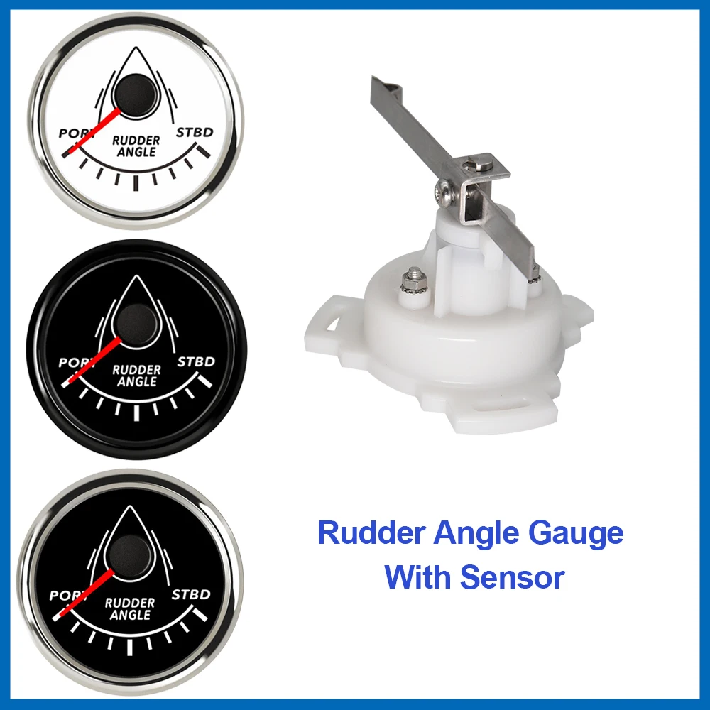 

52mm Marine Rudder Position Indicator Waterproof Red Backlight with 0-190 Ohm Rudder Mating Sensor 12V/24Vd for Marine Yacht