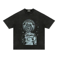 mens 2022 spring and summer new products hip hop street creative eyeball printing heavy duty washed short sleeved t shirt men