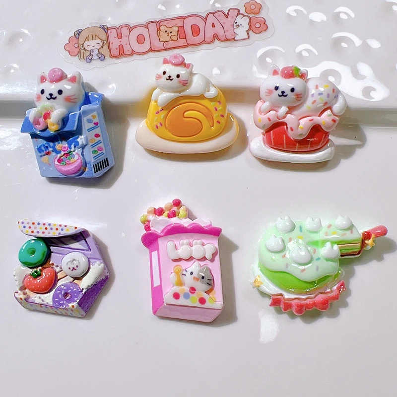 10 шт. новые милые мультяшные животные котенок молоко серия тортов смола альбом