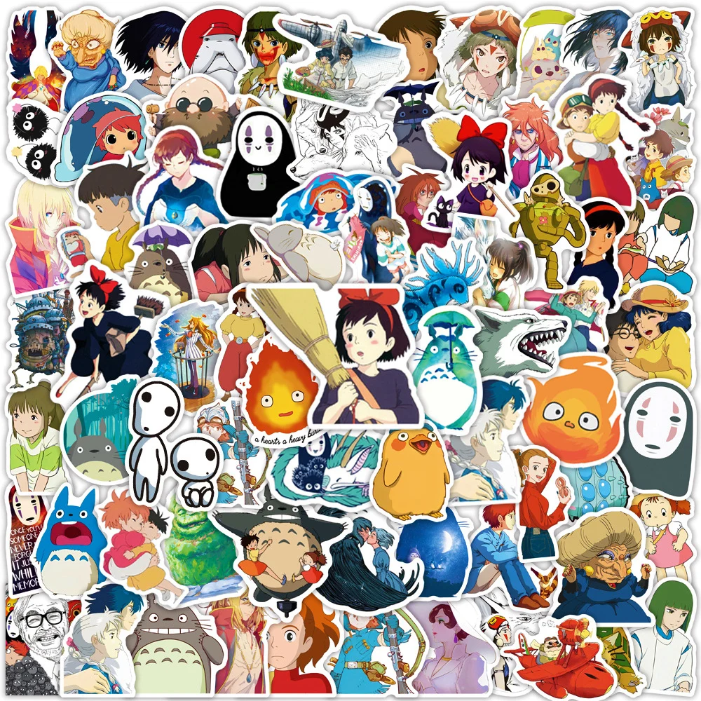 

10/30/50/100Pcs Cartoon Ghibli Hayao Miyazaki Anime Stickers Spirited Away Laptop Notebook Phone Decoration Sticker Kids Toys