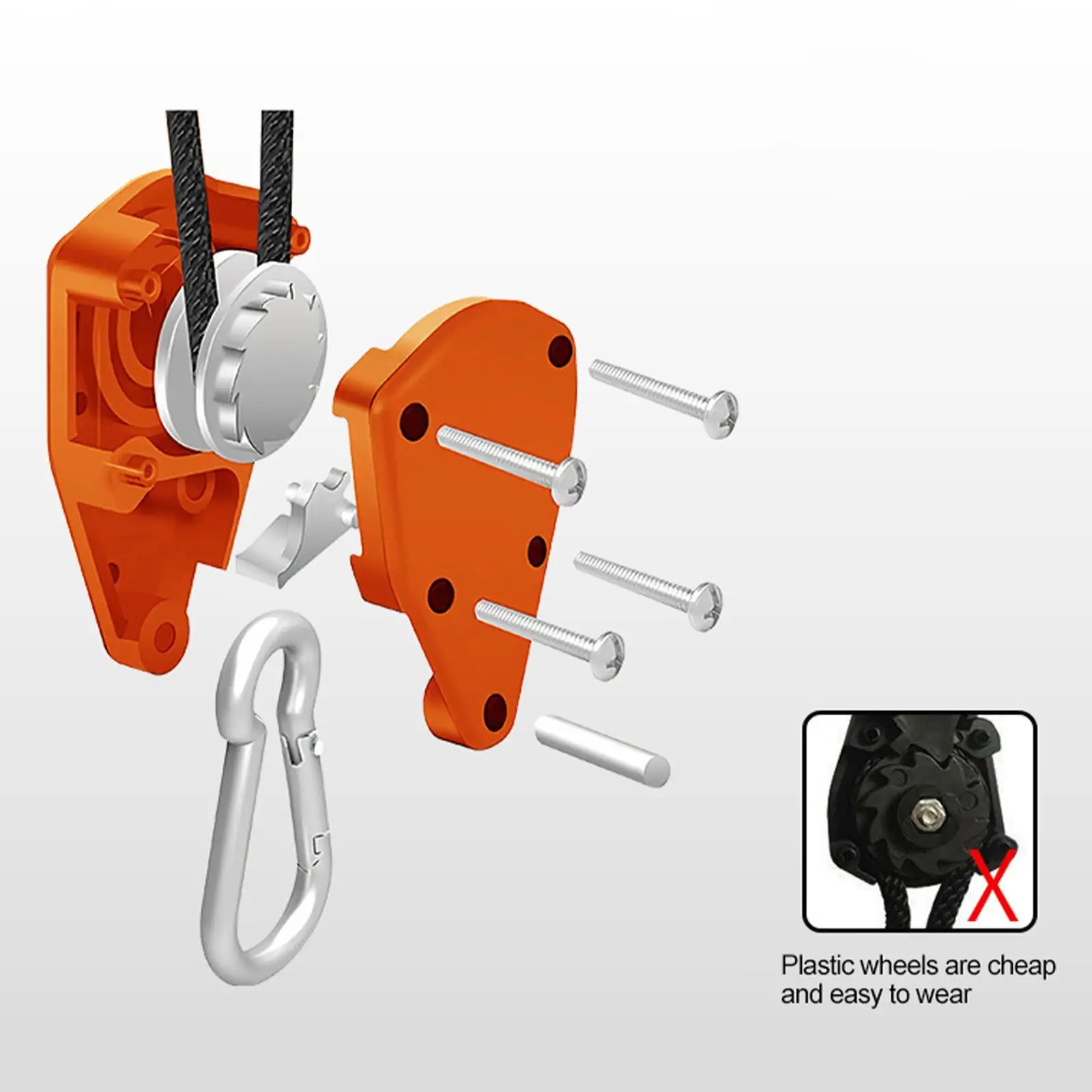 

Pulley Ratchet Rope Hanger Reflective Wind Rope Tensioner for Camping Hiking 4mm 4m Black