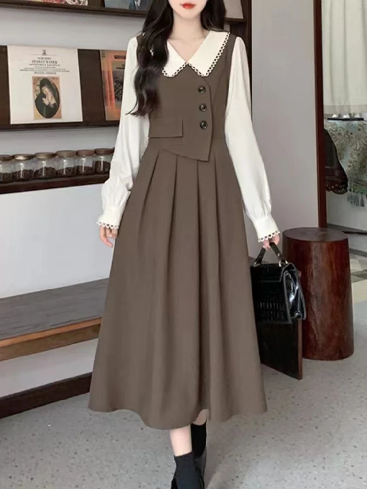 

Женская одежда, новый стиль, осень и зима, платье с длинным рукавом, платье на день рождения для женщин, длинные платья для женщин, винтажное ...