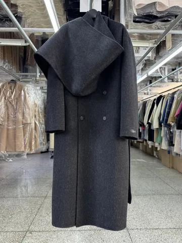 Кашемировое шерстяное пальто DNBS, модная длинная двубортная куртка с шарфом и воротником для женщин, 2024, осенне-зимняя новая коллекция