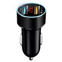 auto accessories dual usb digital display car charger portable car cigarette lighter with led display car charger