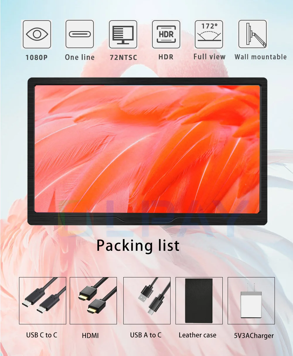 Портативный монитор 10 8 дюйма игровой компьютер типа c HDMI двойной динамик дисплей