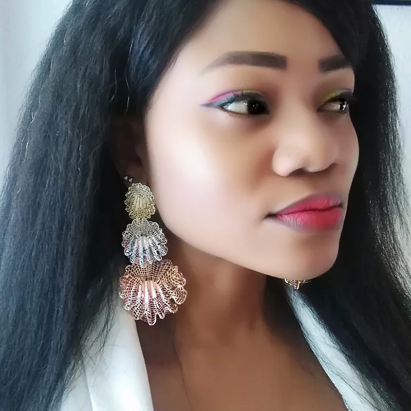 

Punk Gold Color Hoop Drop Earrings For women ExaggeratedGeometric Round Long Dangle Earrings Free Shipping Promotion