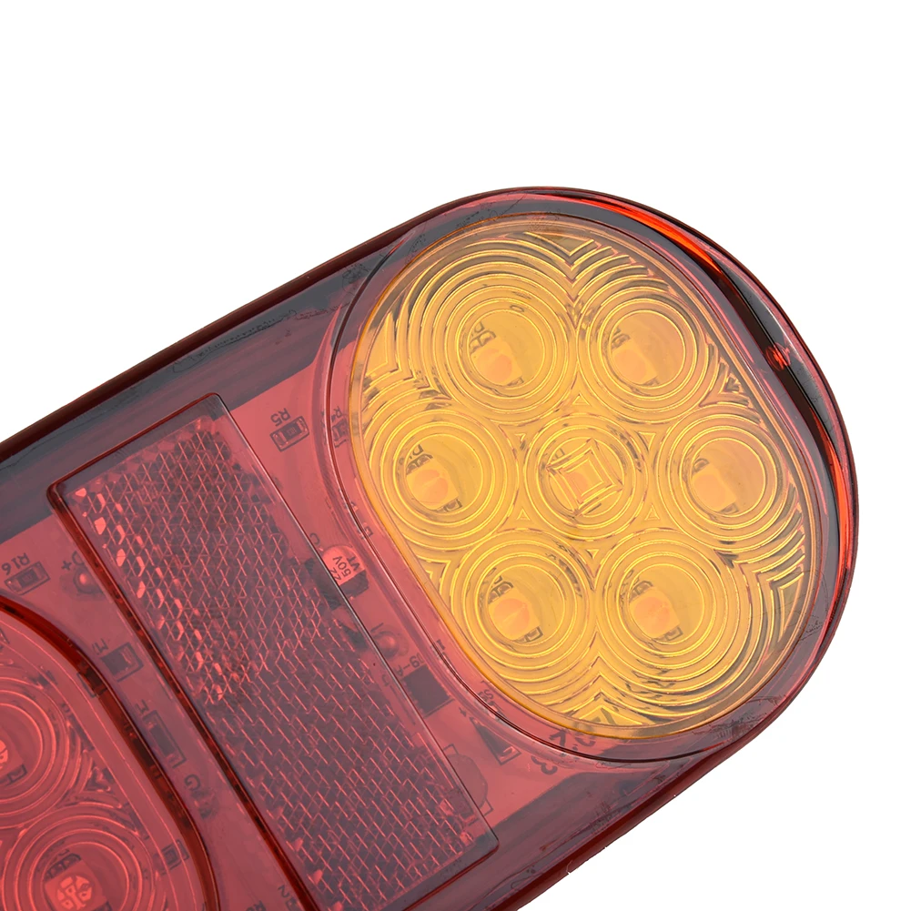 

10-30V Yellow+Red LED Tail Light Car Truck Trailer Boat Waterproof LED Tail Lights Stop Warning Indicator Lamps Accessories
