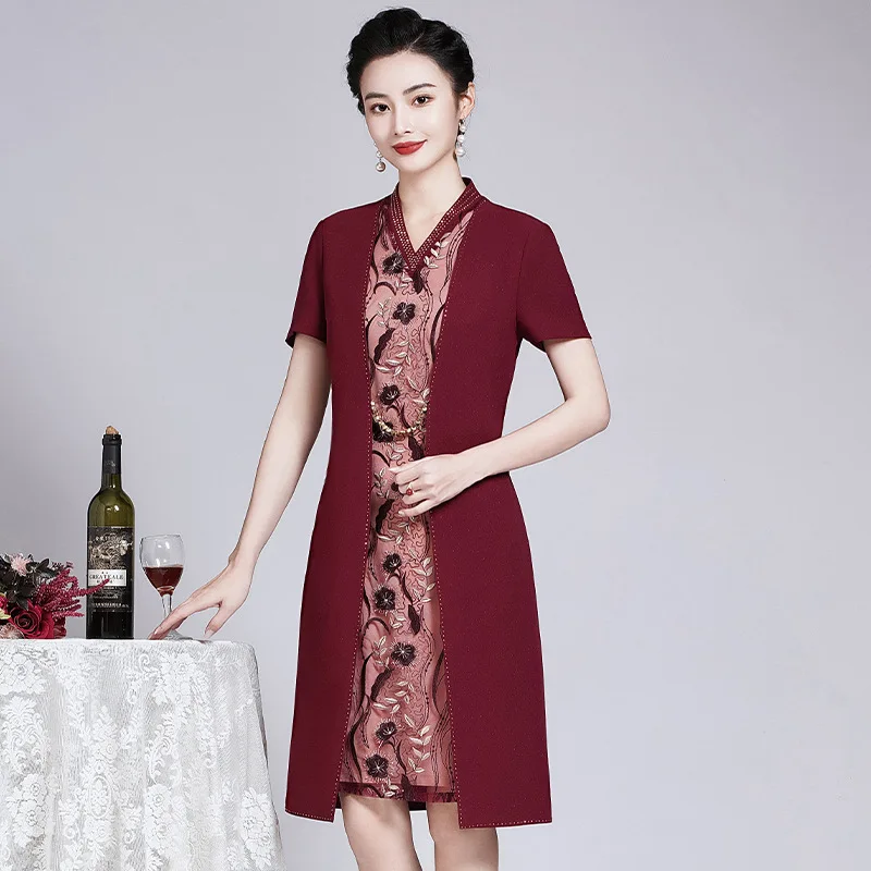 

Новинка Летнее платье Yourqipao из двух частей благородное Ретро модное вечернее свадебное платье в китайском стиле для женщин среднего возраста