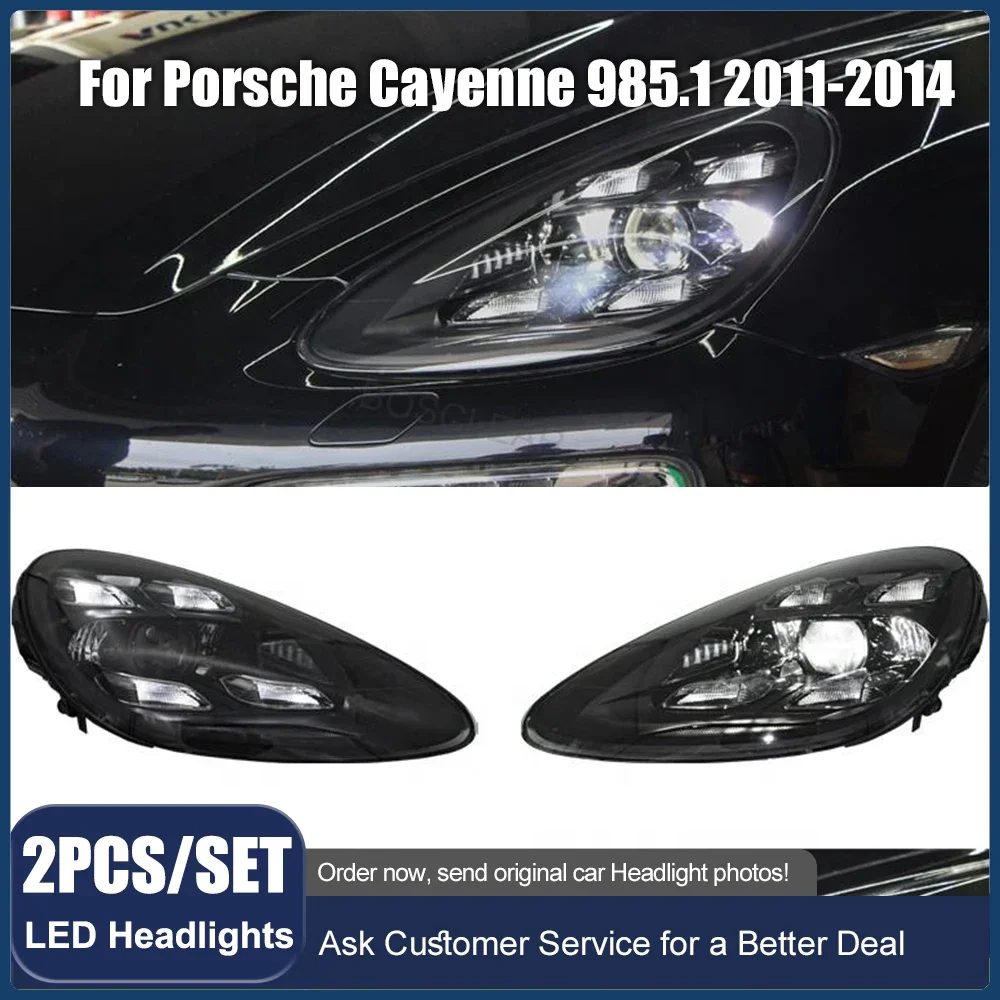 Фото Комплект из 2 фар LXBY для Porsche Cayenne 2011-2014: Обновленные светодиодные матричные передние фары, автомобильные аксессуары №1