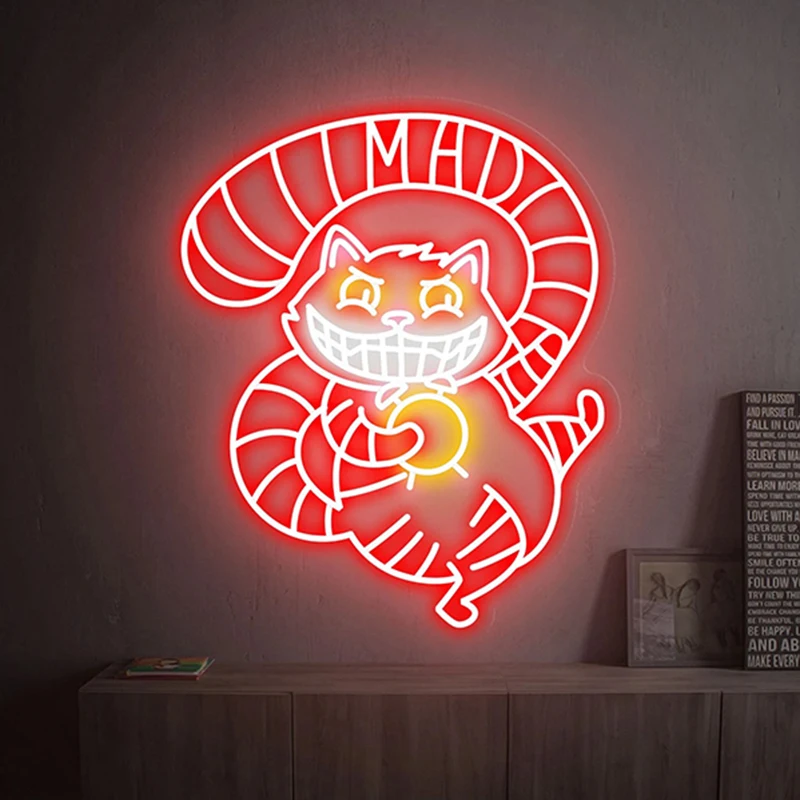 

Kawaii аниме Кот неоновая вывеска ручной работы персонализированные светодиодные неоновые вывески игровая комната Спальня Декор домашнее настенное Искусство украшение
