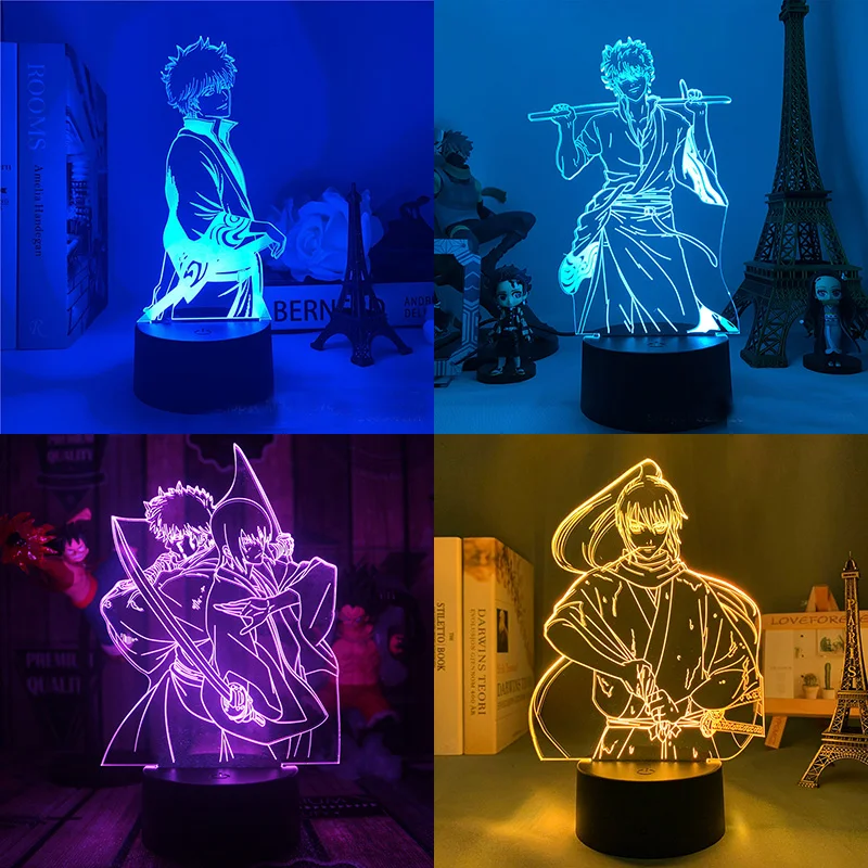 

Gintama Sakata Gintoki 3d Led Lamp For Bedroom Mange Night Lights Anime Action Figure Avatar Room Decor Gift For Boyfriend Luces