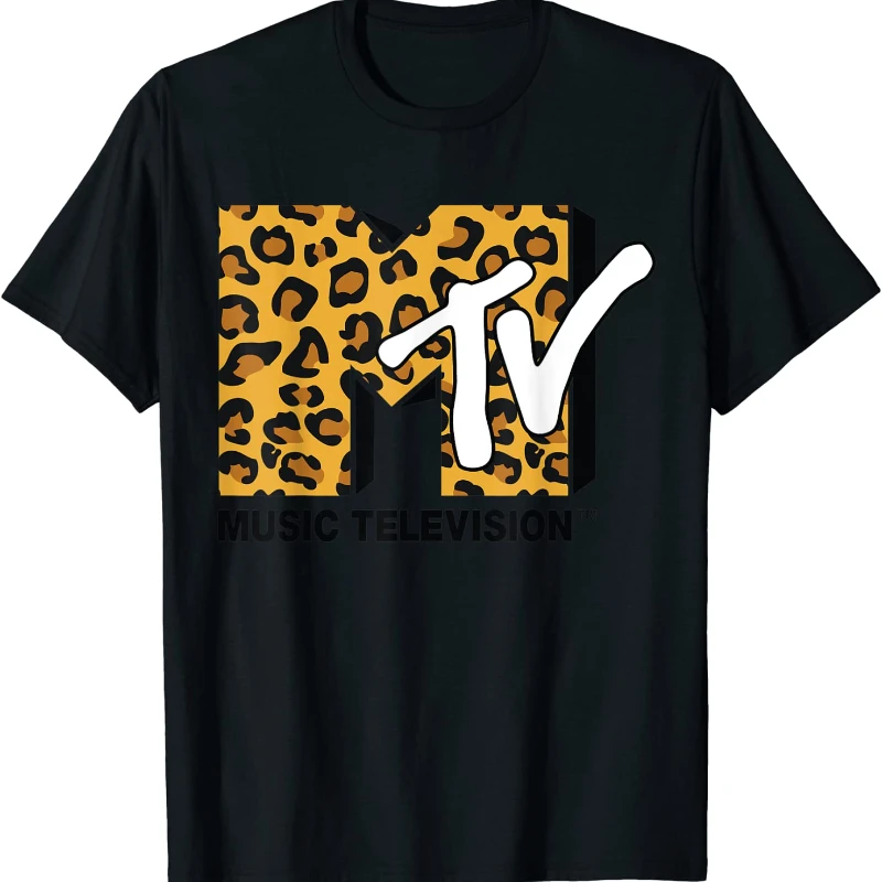 

Классическая футболка с логотипом Mtv и леопардовым принтом, свободная, унисекс, ностальгия, новинка, женская укороченная футболка с круглым вырезом, уникальная одежда
