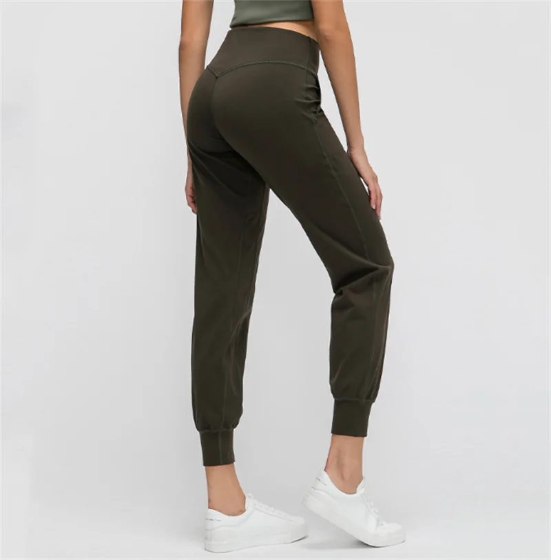 

Women Naked-feel Fabric Loose Fit Sport Active Lounge Jogger Butter Soft Elastic Leggings Two Side Pockets Pants
