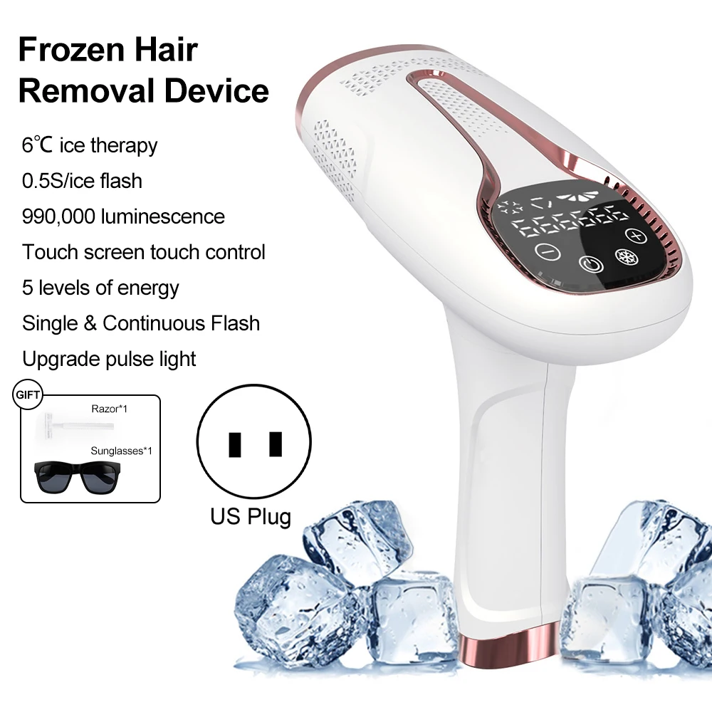 

Arms Ice CooL IPL Laser Epilator 999999 Hair Removal Device Permanent for Women and Men Flashes Painless Body Face Bikini Leg
