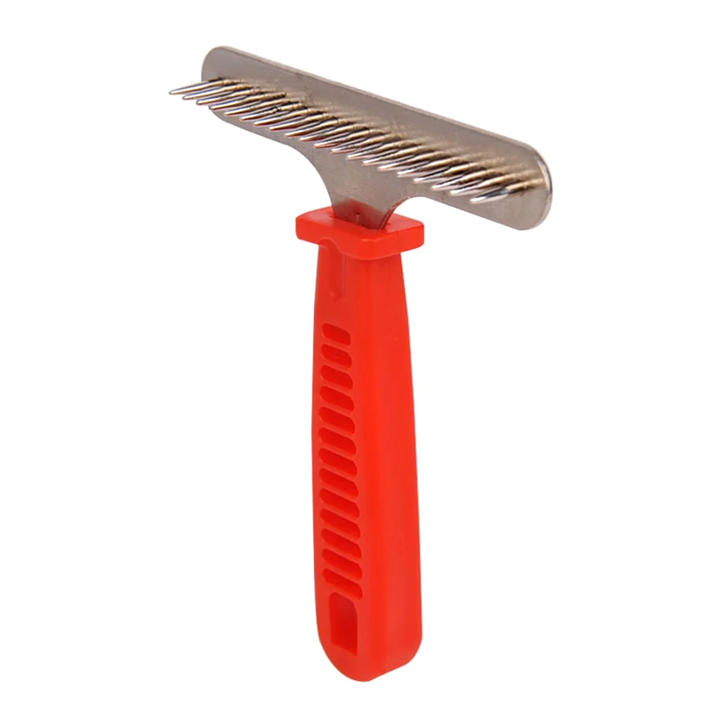

Dematting Comb for Dogs and Cats Dematting Tool Pet Detangler DIY Dog Cat Grooming Rake Brush (Red)