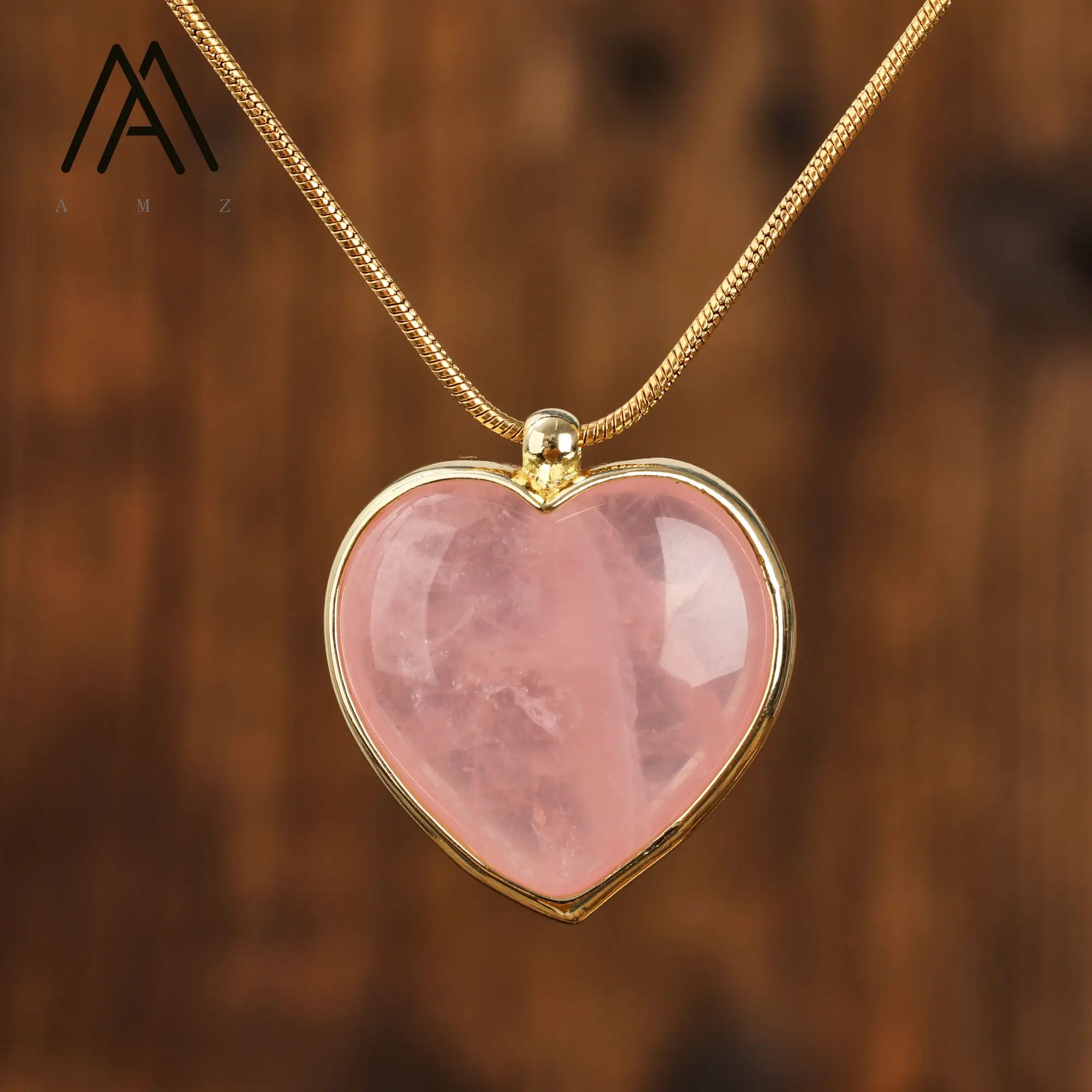 Классическое хрустальное ожерелье в форме сердца натуральный камень 30 мм