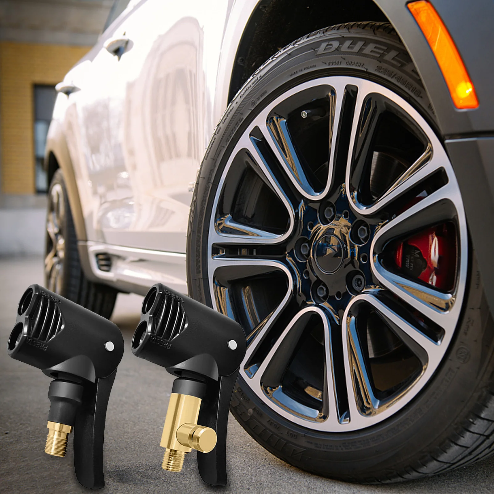 

2in1 Auto Tyre Valve Pump Nozzle Clip Deflate Car Motorcycle Bicycle Air Chuck Inflator Inflatable Pump Adapter Thread Connector