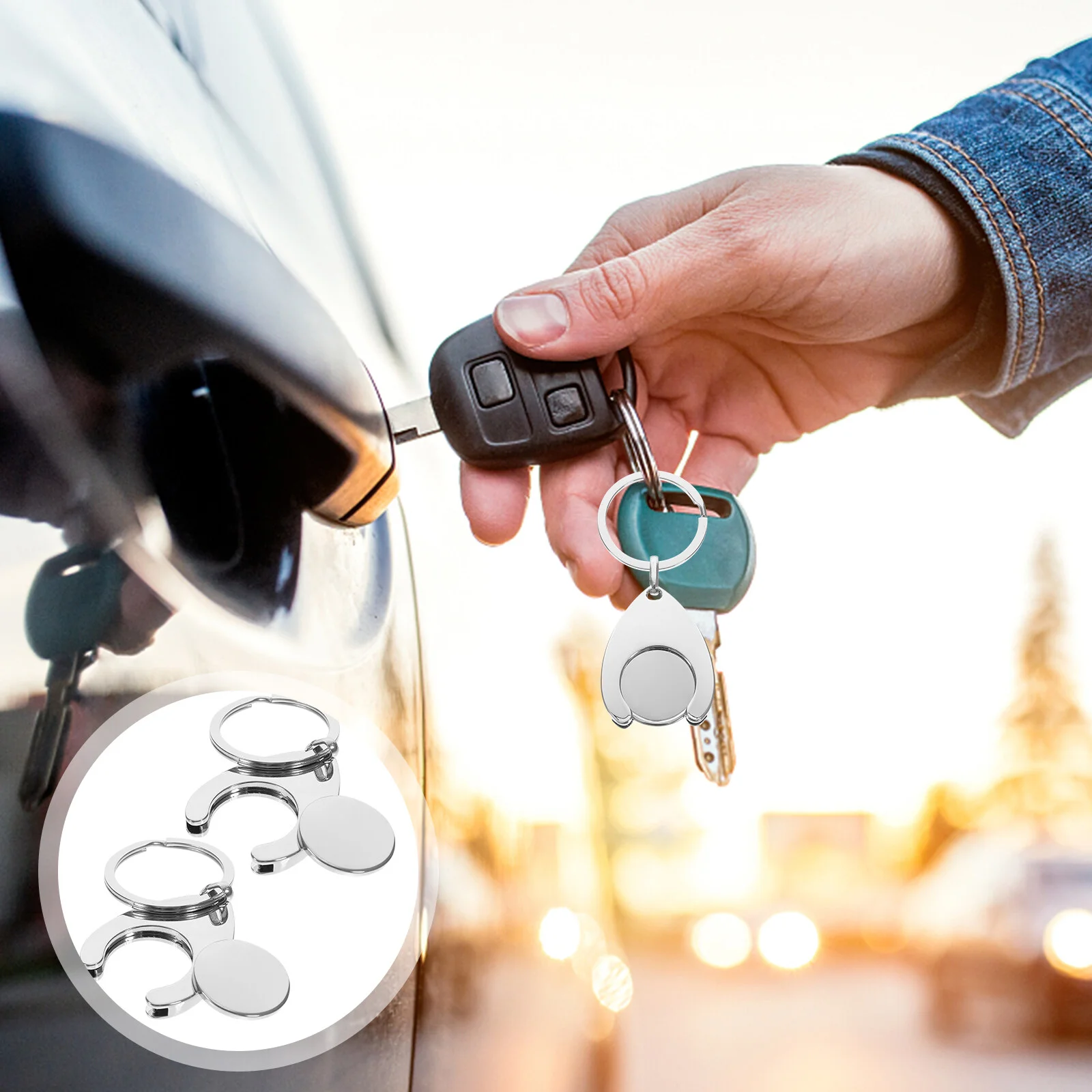 

2 Pcs Unlocker Token Keyring Trolley Pendant Portable Hand Truck Shopping Tokens Metal Decorate Keychain Ornament