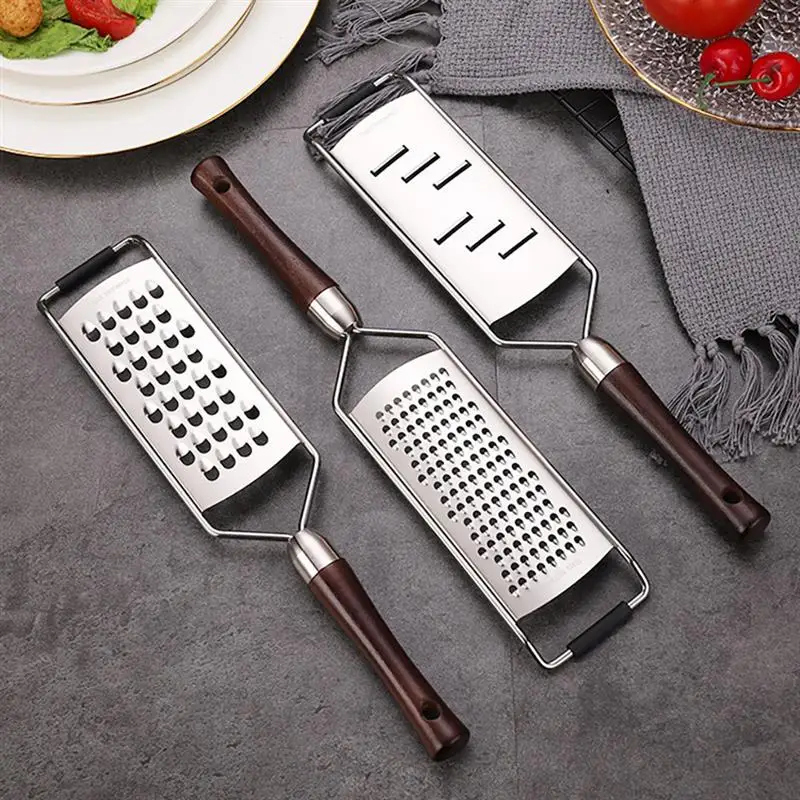 Grater Stainless Steel Handheld Wooden Handle Cheese Grater Multi-Purpose Kitchen Tools For Cheese Butter Vegetables Fruit Shred