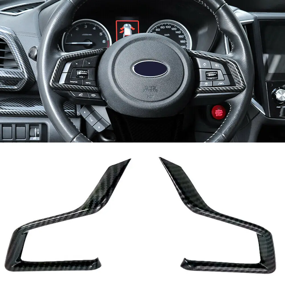 

Carbon Fiber Look Steering Wheel Button Cover 2pcs For Subaru Outback 2021-2022