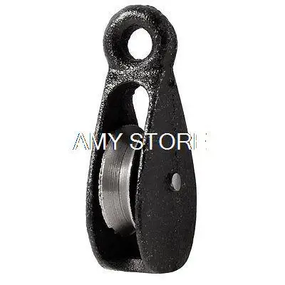 

Black Metal Swivel Hook Single Rope Wheel 32Kg Load Pulley