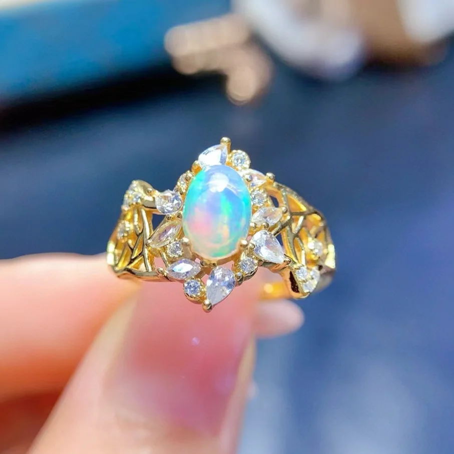 Дизайнерское серебряное кольцо с драгоценным камнем 925 пробы 5 мм * 7 натуральным