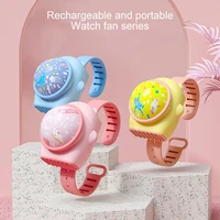 portable mini cartoon wrist watch fan bladeless usb rechargeable air cooling summer personal fan for childrens day gift