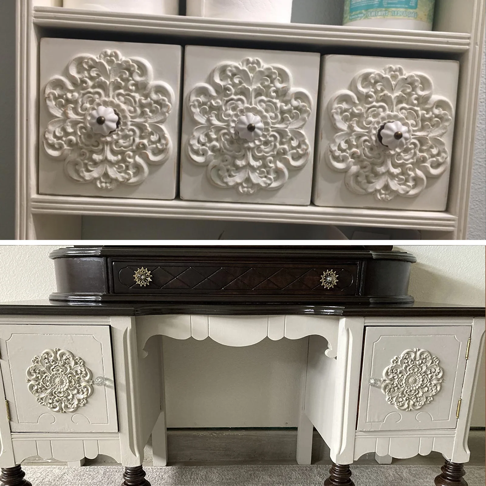 Неокрашенный круглый цветок резная природная фотография мебель в стиле ретро