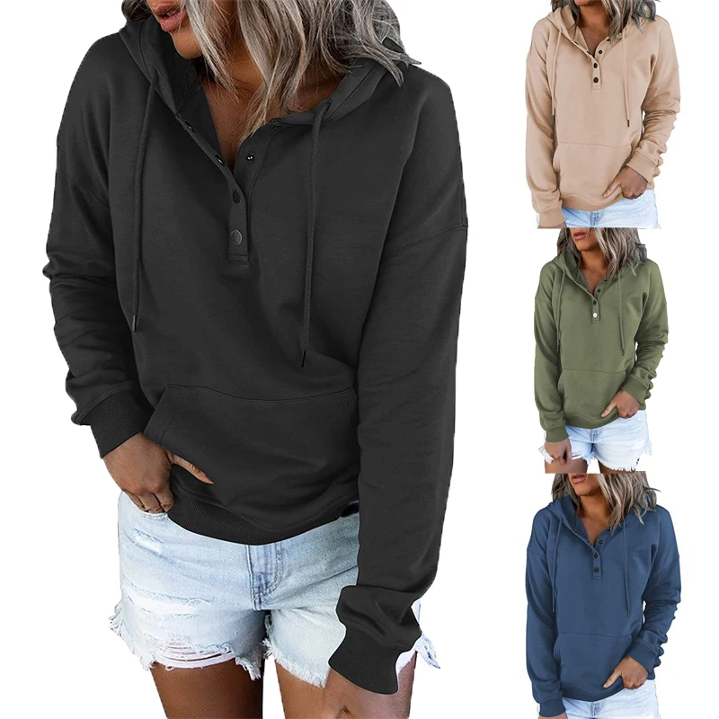 

Women's Hoodies Loose Casual Hooded Pumping Rope Pocket Sweatshirt Autumn Winter Vintage Solid Color Pullovers Y2K Streetwear