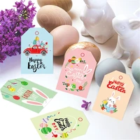 48pcs diy happy easter party supplies easter rabbit easter paper tag hang tags gift wrapping easter eggs labels