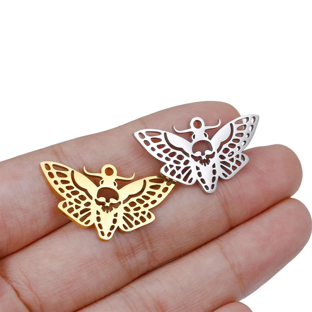 3Pcs Stainless Steel Moth Butterfly Charms Insect Pendants For Diy Mystical Luna Jewelry Witchy Gypsy Earrings Necklace Making