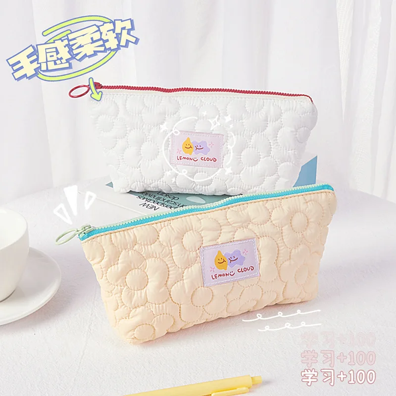

Sea Salt Bubble Large Capacity Pen Bag Ins Japanese Stationery Box Student Simple Solid Color Stationery Storage Bag