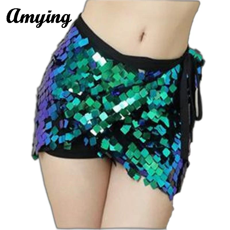 Женская юбка на бедрах для выступлений сцене женский шарф талии с блестками