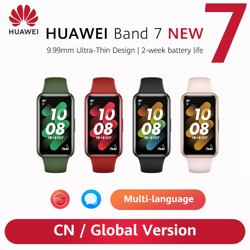 

Huawei Band 7 Smart Band Blood Oxygen 1.47'' AMOLED Screen Heart Rate Tracker Smartband 2 Weeks Battery Life 5ATM huawei band 7