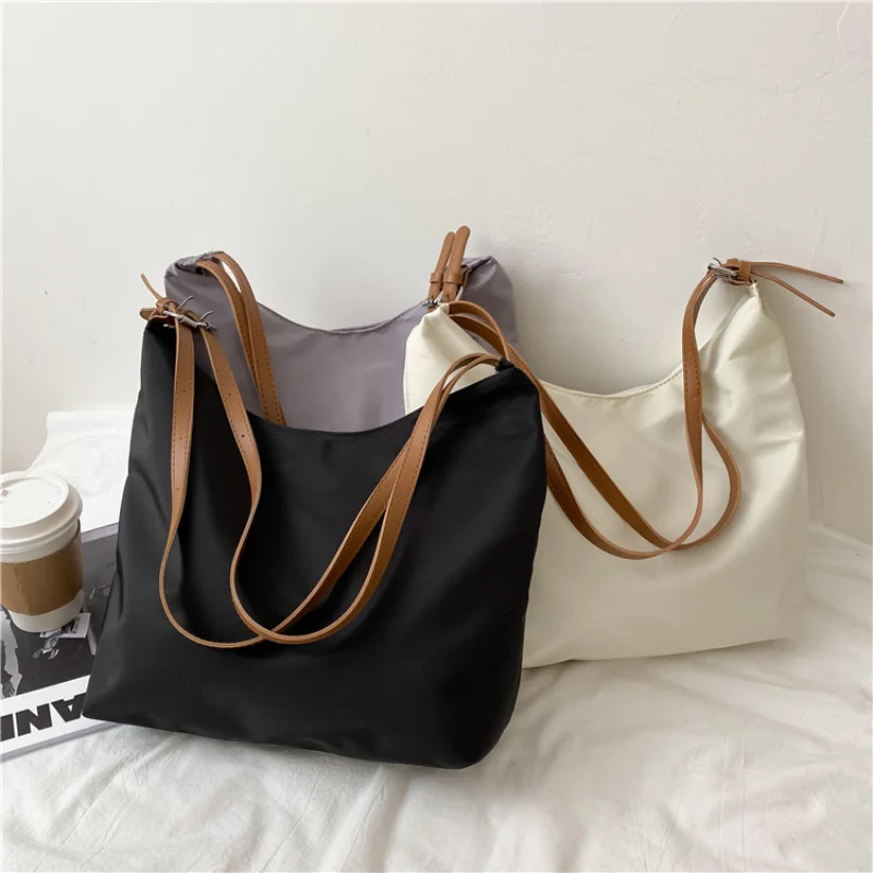 

Large Capacity Oxford Shoulder Bag for Women New Shopping Bags Solid Color Vintage Tote Bag Casual Handbags Crossbody Bag